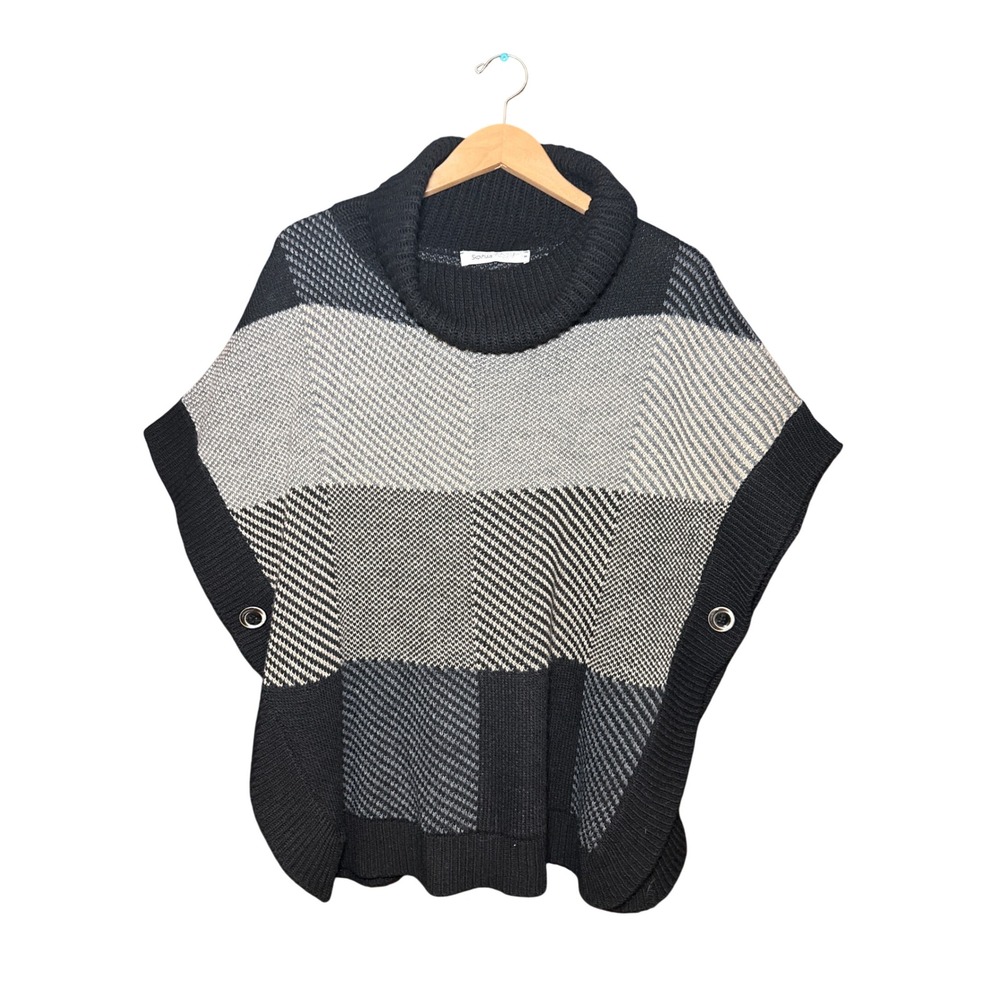 Skovhuus Italy Virgin Wool Alpaca Blend Cowl Neck Poncho Sweater Small